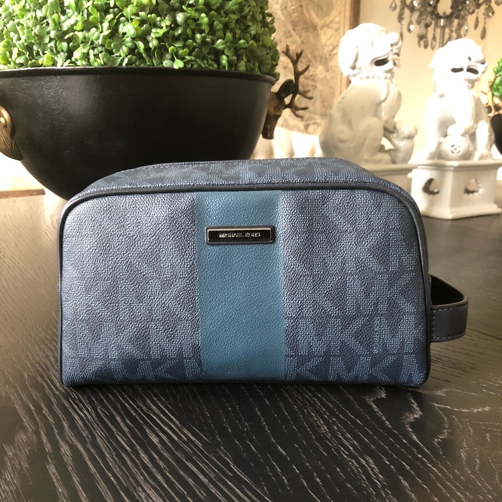 Michael Kors Baltic Blue Toiletry Holder Case NWT